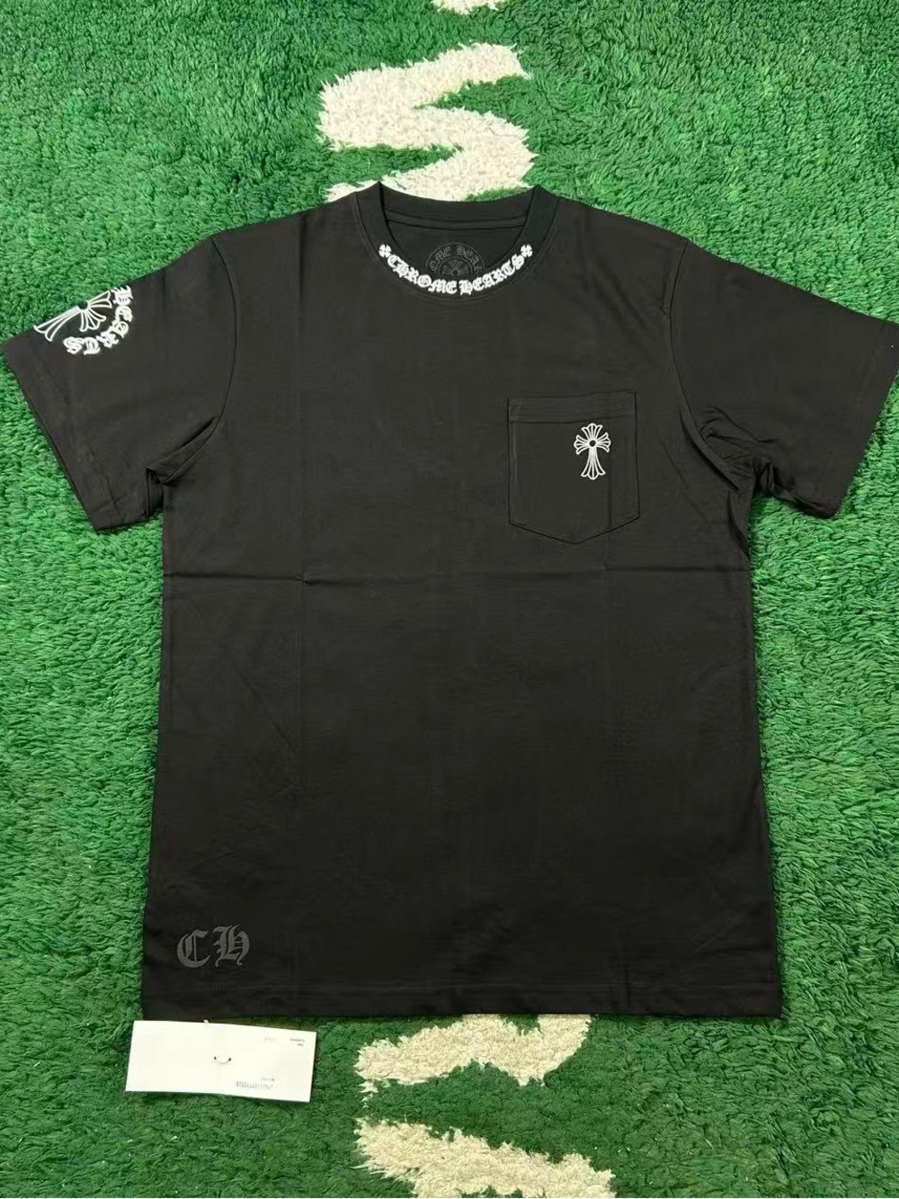 Chrome Hearts Black Pocket Tee with Cross Emblem